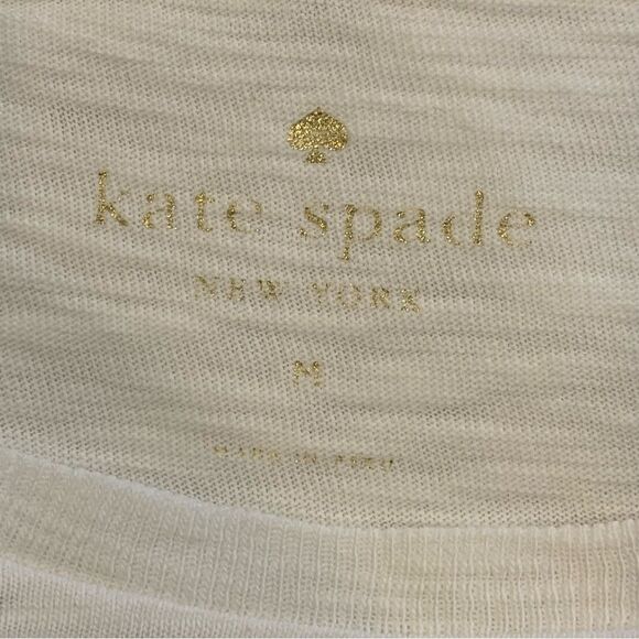 Kate Spade White Kiss Me Graphic T-Shirt Size Medium - Picture 7 of 10